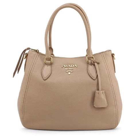 Prada Vitello Phenix Leather Convertible Zip Bag Cammeo Beige 